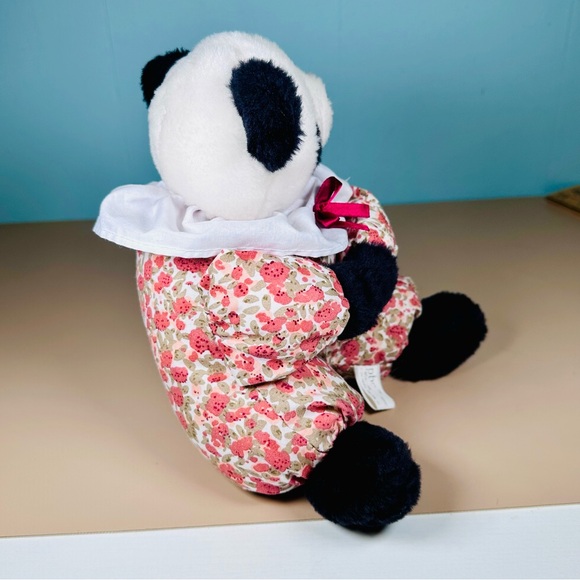 VTG Panda Bear 9” Ribbon Collar Poppies Plush PBC International Stuffed Animal - Picture 4 of 10